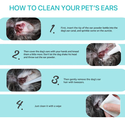 Pet Ear Powder for Dogs and Cats Pet Ear Health Care Easy to Remove Ear Hair