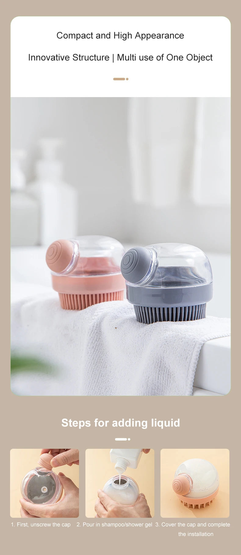 1pc Pet Bath Brush Soft Silicone With Shampoo
