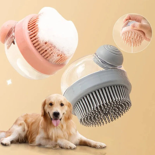 1pc Pet Bath Brush Soft Silicone With Shampoo
