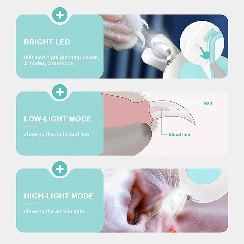 LED Light Cat Dog Nail Clipper Cutter Professional